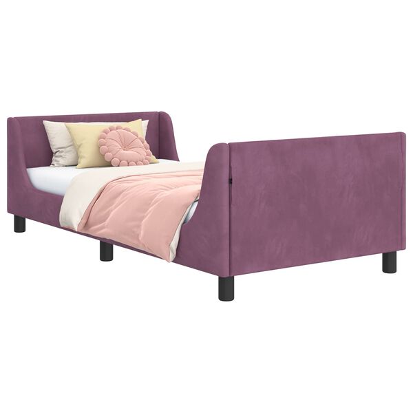 vidaXL Children's Bed Frame with Headboard Purple 90 x 190 cm Velvet