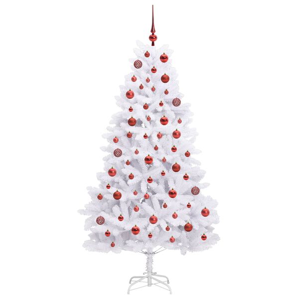 vidaXL Artificial Hinged Christmas Tree White 180 cm PVC and Steel