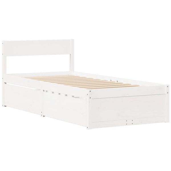 vidaXL Bed Frame without Mattress White 75x190 cm Small Single Solid Wood Pine