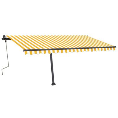 vidaXL Manual Retractable Awning with LED 400x350 cm Yellow and White