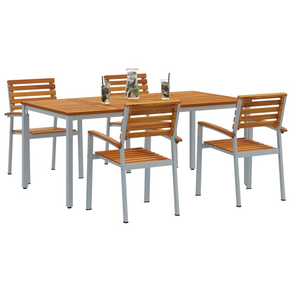 vidaXL Garden Dining Set 5 pcs Grey Solid Acacia Wood