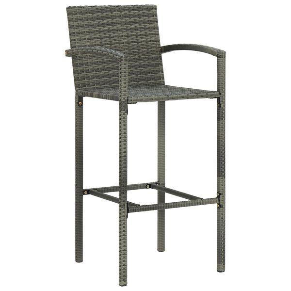 vidaXL Bar Stools 2 pcs Grey Poly Rattan