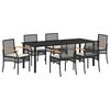 vidaXL Garden Dining Set 7 pcs Black Poly Rattan