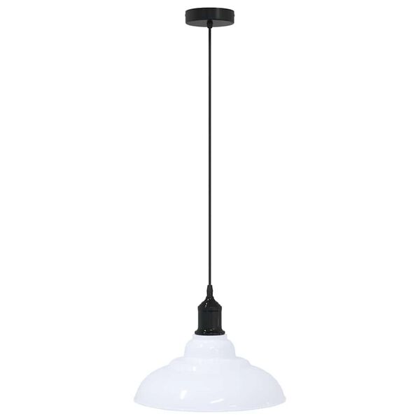 vidaXL Pendant Lamp Height Adjustable E27 Gloss White Ø 31 cm Metal