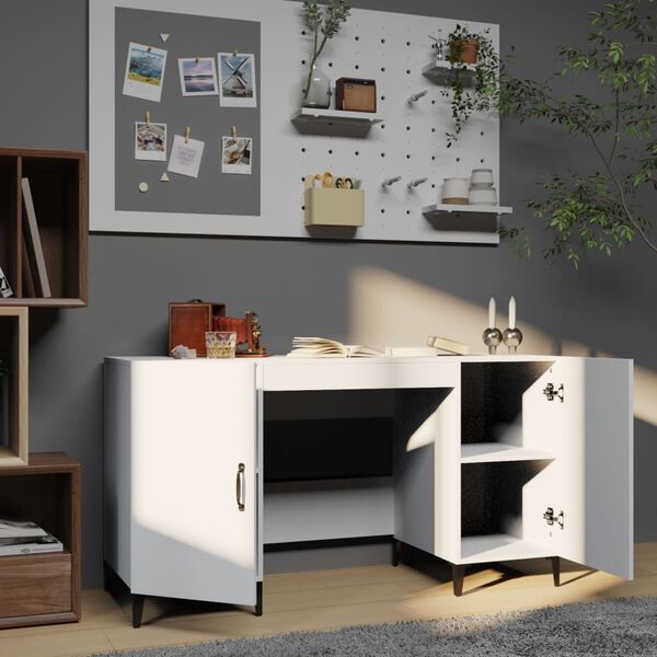 vidaXL Desk White 140x50x75 cm Engineered Wood