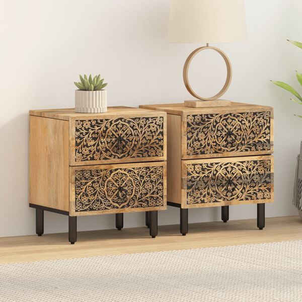 vidaXL Bedside Cabinets 2 pcs 40x33x46 cm Solid Wood Mango