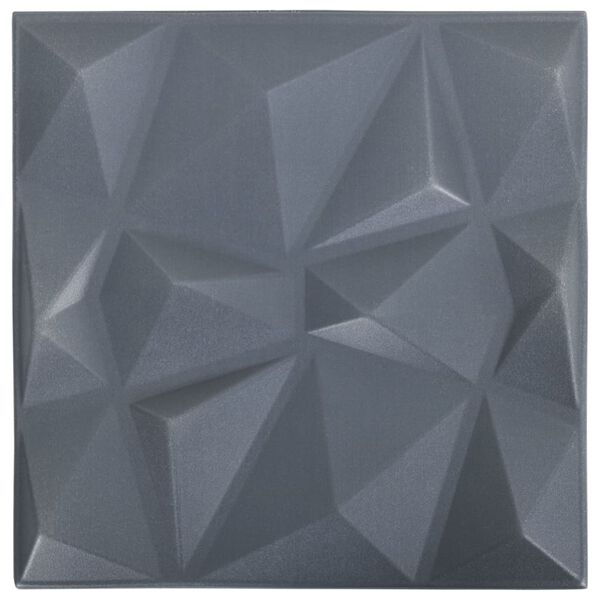 vidaXL 3D Wall Panels 24 pcs 50x50 cm Diamond Grey 6 m²