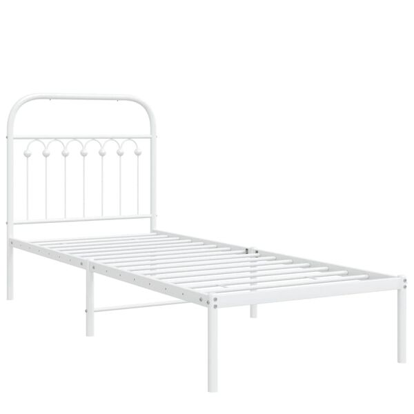 vidaXL Metal Bed Frame without Mattress with Headboard White 80x200cm