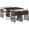 vidaXL 5 Piece Garden Dining Set with Cushions Brown Poly Rattan