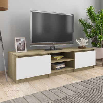 vidaXL TV Cabinet White and Sonoma Oak 140x40x35.5 cm Engineered Wood