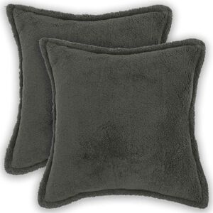 vidaXL Cushion Cover 2 pcs HOUTEN Dark Grey 40 x 40 cm Boucl&eacute;