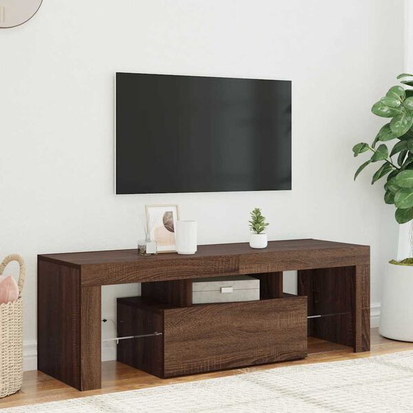 vidaXL TV Cabinet with LED Lights Brown Oak 120x35x40 cm