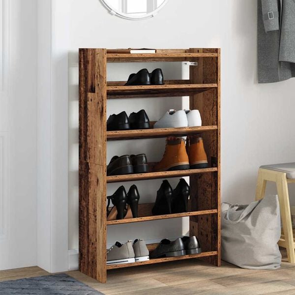 vidaXL Shoe Rack Old Wood 60x25x100 cm Engineered Wood