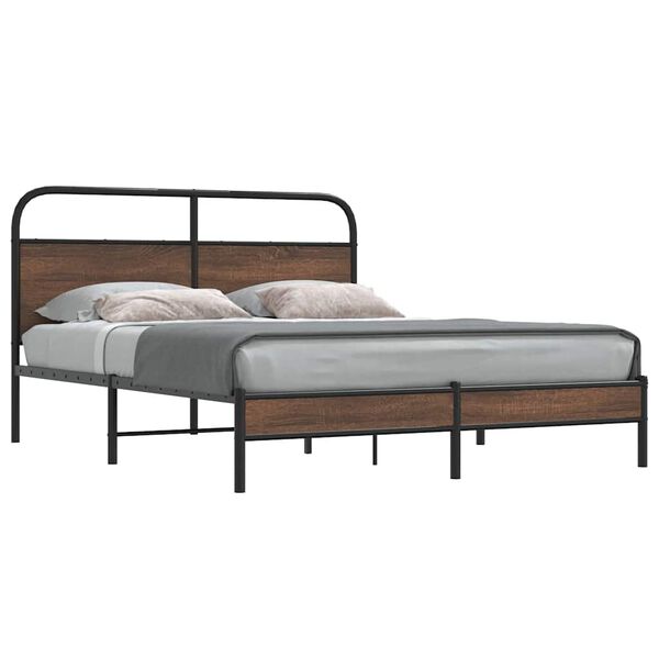 vidaXL Bed Frame without Mattress 160x200 cm Brown Oak Engineered Wood