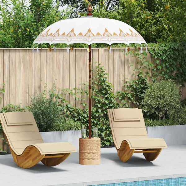 vidaXL Balinese Parasol Cream 190 x 190 x 260 cm Cotton and Wood