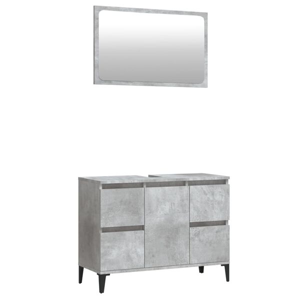 vidaXL 2 Piece Bathroom Furniture Set Concrete Grey Engineered Wood