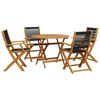 vidaXL 5 Piece Garden Dining Set Black Polypropylene and Solid Wood