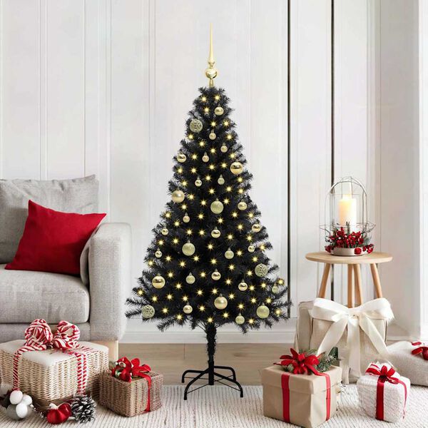 vidaXL Christmas Tree with 150 LEDs with Stand Black 150 cm PVC