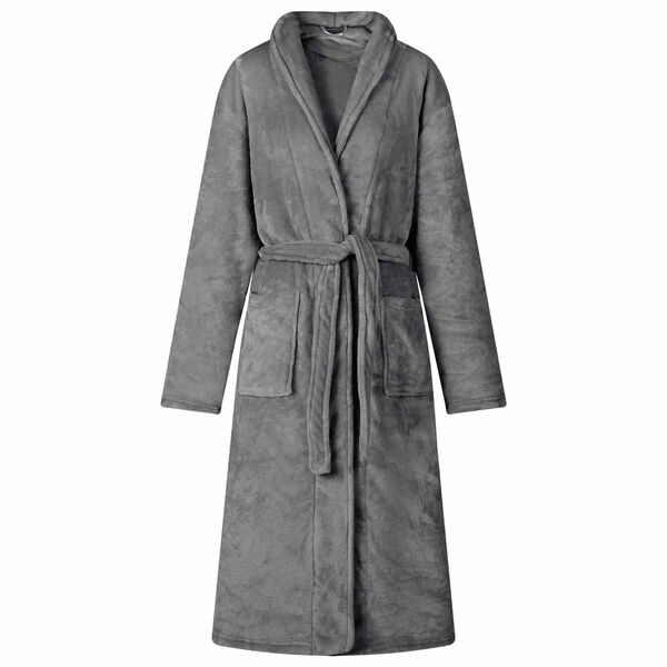 vidaXL Bathrobe without Hood Dark Grey L Flannel