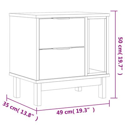 vidaXL Bedside Cabinet "FLAM" 49x35x50 cm Solid Wood Pine