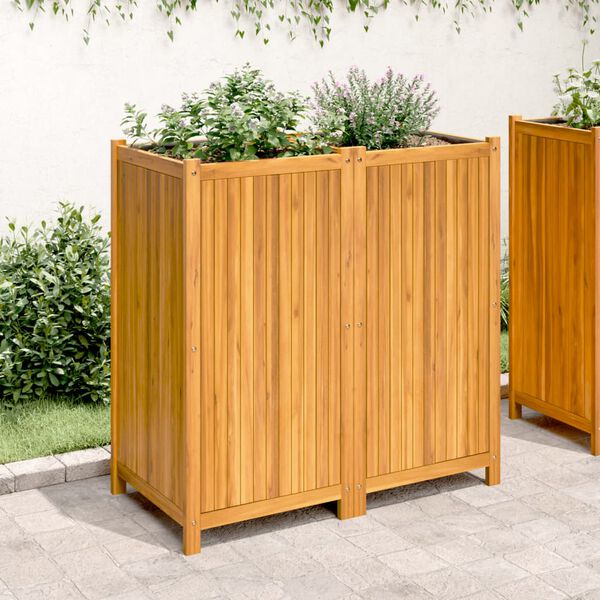 vidaXL Garden Planter with Liner 100x50x100 cm Solid Wood Acacia