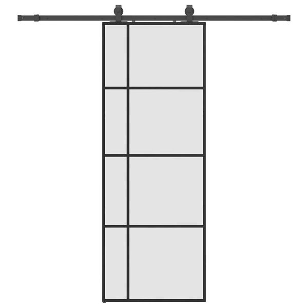 vidaXL Sliding Door with Hardware Set Black 76x205 cm ESG Glass