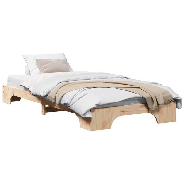 vidaXL Bed Frame Natural 100 x 200 cm Solid Pine Wood