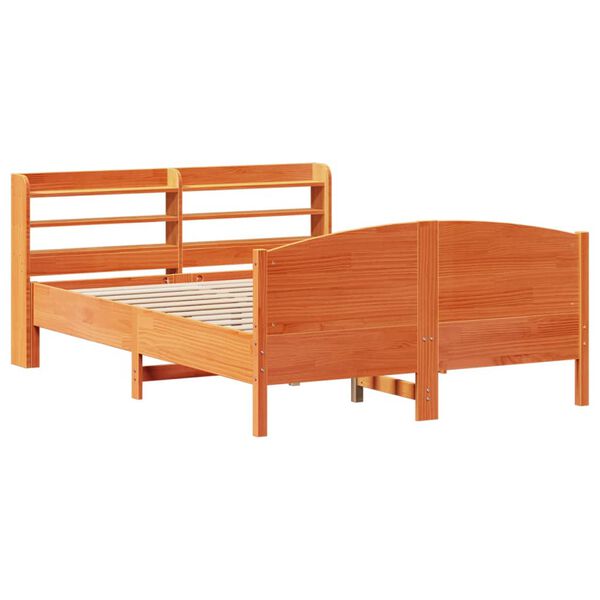 vidaXL Bed Frame without Mattress Wax Brown 140x200 cm Solid Wood Pine