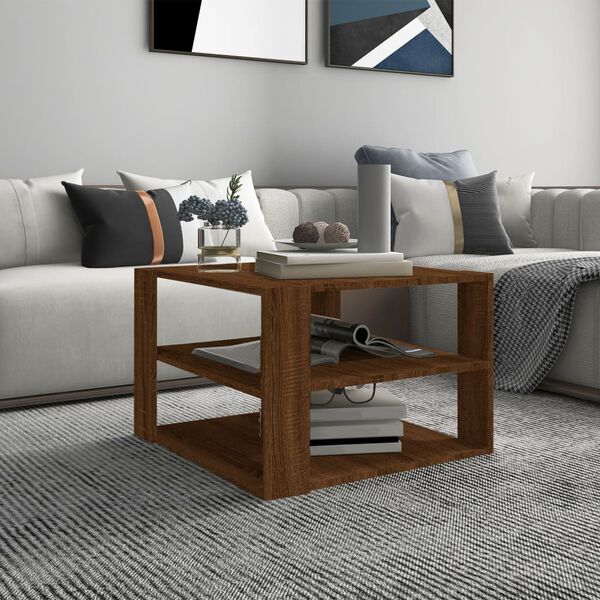 vidaXL Coffee Table Brown Oak 60x60x40 cm Engineered Wood