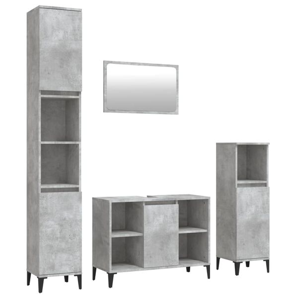 vidaXL 4 Piece Bathroom Furniture Set Concrete Grey Engineered Wood
