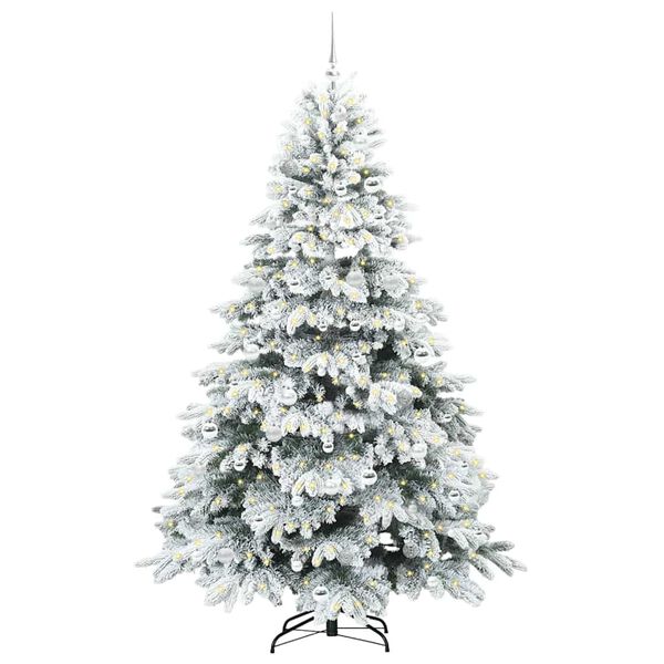vidaXL Artificial Christmas Tree with 300 LEDs White 210 cm PE and PVC