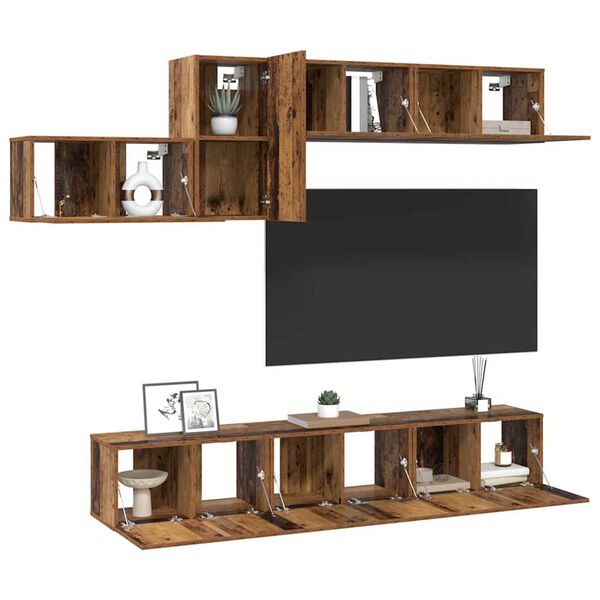vidaXL TV Cabinet Set with Drawer 7 pcs Old Wood Engineered Wood
