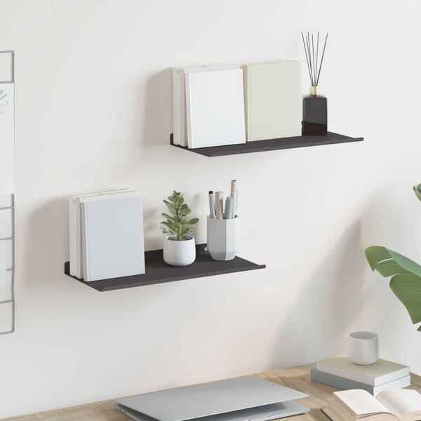 vidaXL Floating Shelf 2 pcs Black 40 x 17.5 x 2.5 cm Steel