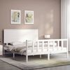 vidaXL Bed Frame without Mattress White King Size Solid Wood Pine