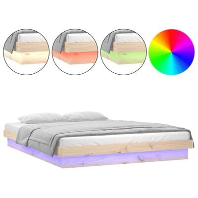 vidaXL LED Bed Frame 160x200 cm Solid Wood