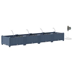 vidaXL Garden Planter 4 pcs Grey 160 x 40 x 22 cm PP