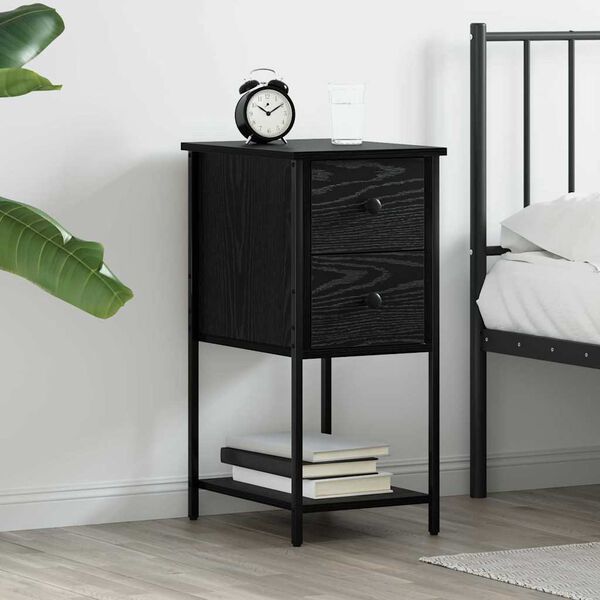 vidaXL Bedside Cabinet Black oak 32 x 42 x 70 cm Engineered wood