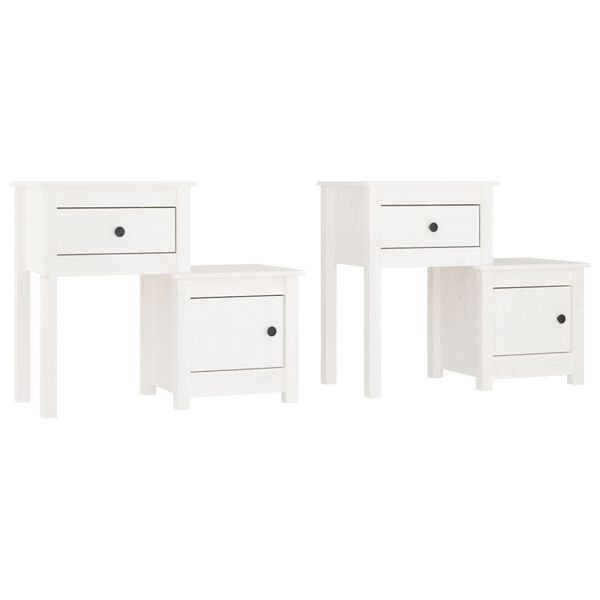 vidaXL Bedside Cabinet 2 pcs White 79.5x38x65.5 cm Solid Wood Pine