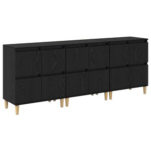 vidaXL Sideboards 3 pcs Black Oak 60 x 35 x 70 cm Engineered Wood