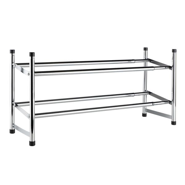 HI 2-tier Shoe Rack 62-117x23x36 cm Chrome