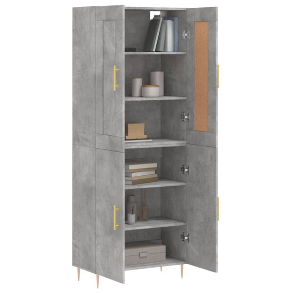 vidaXL Highboard Concrete Grey 69.5x34x180 cm Engineered Wood
