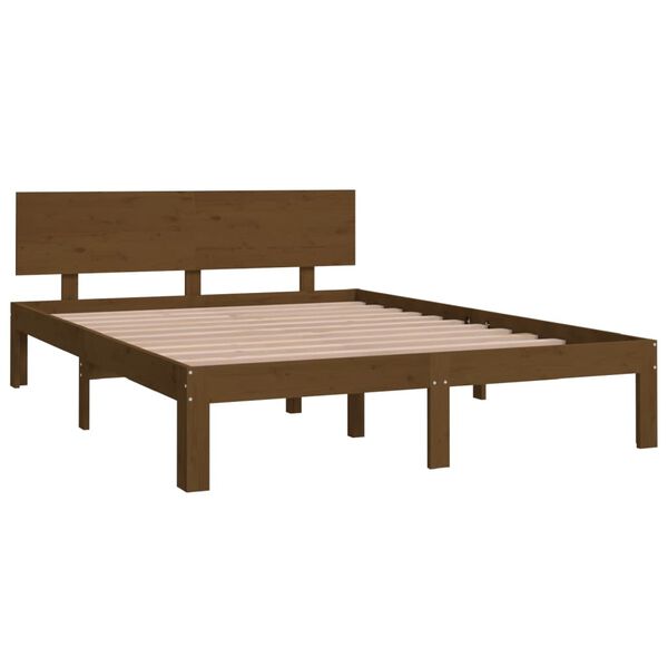 vidaXL Bed Frame without Mattress Honey Brown 150x200cm King Size