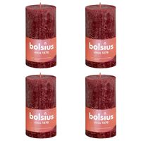 Bolsius Rustic Pillar Candles Shine 4 pcs 130x68 mm Velvet Red