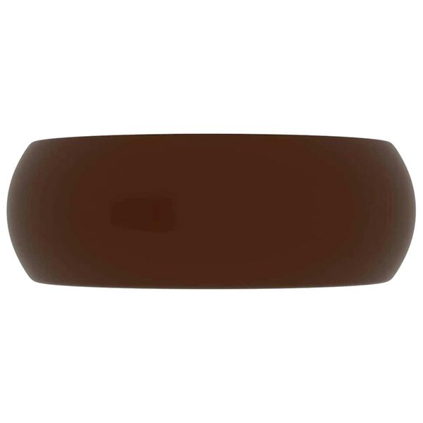 vidaXL Luxury Wash Basin Round Matt Dark Brown 40x15 cm Ceramic