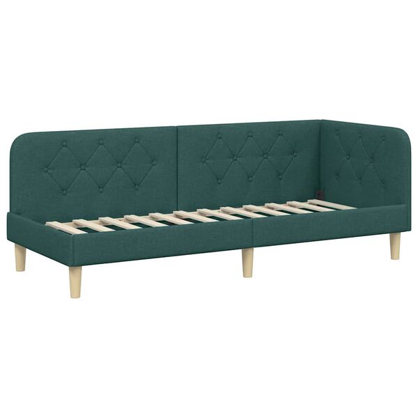 vidaXL Corner Bed Frame with Headboard Dark Green 80 x 200 cm Fabric
