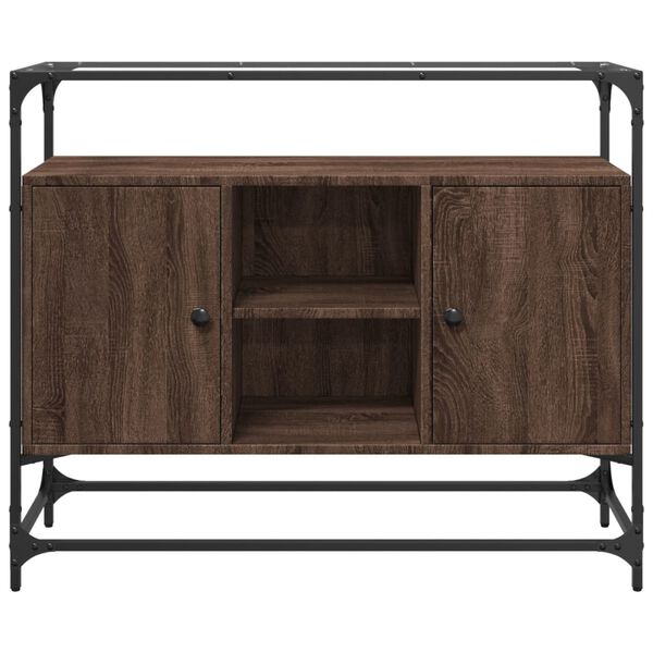 vidaXL Sideboard with Glass Top Brown Oak 98x35x81 cm Engineered Wood
