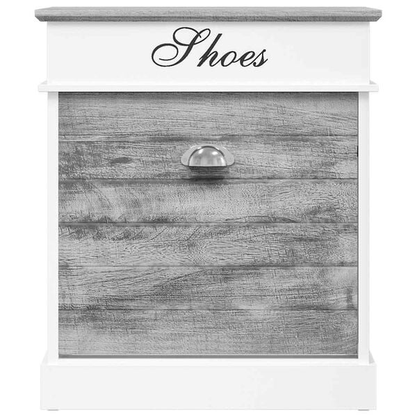 vidaXL Shoe Cabinet Grey 50x28x58 cm Paulownia Wood