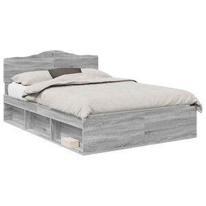 vidaXL Bed Frame Grey Sonoma 140 x 200 cm Solid Pine Wood