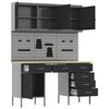 vidaXL Work Cabinet with Drawer 8 pcs Black Engineered Wood and Steel