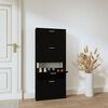 vidaXL Shoe Cabinet Black 59x17x150 cm Engineered Wood